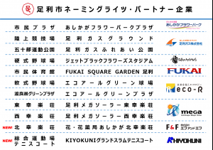 足利市ネーミングライツ・パートナー企業一覧の画像