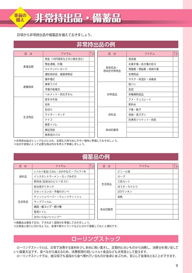 非常時出品・備蓄品の例