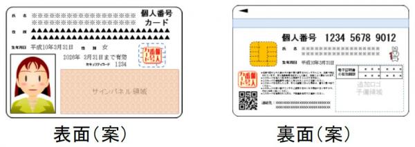個人番号カード（案）の画像
