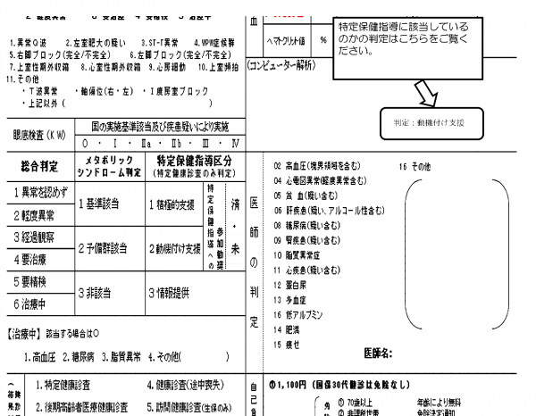 特定保健指導判定の画像