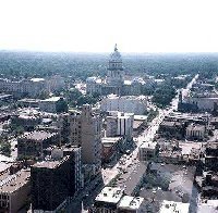 Image: The streets of Springfield city where buildings are lined up.Springfield Illinois / U.S.A