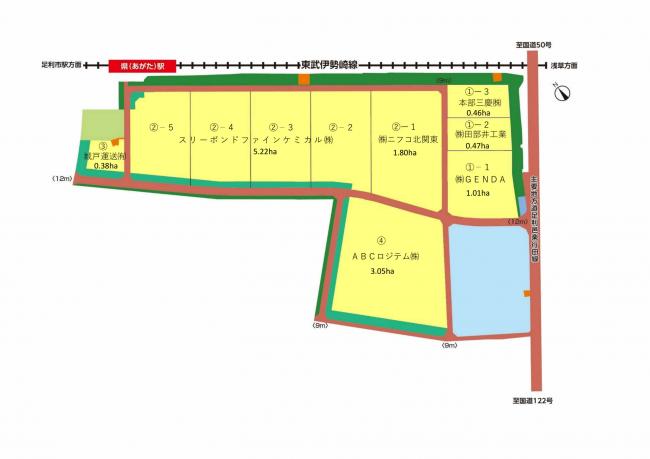 あがた駅南産業団地区画図