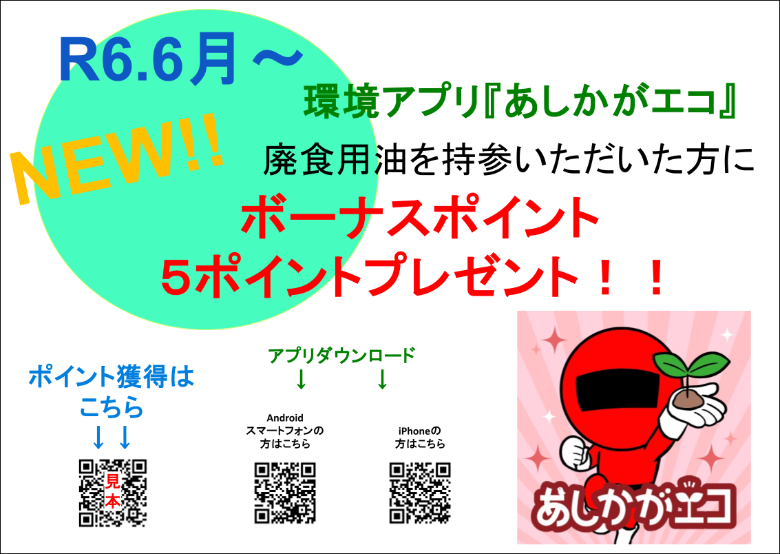 アプリボーナスポイント（廃食用油）