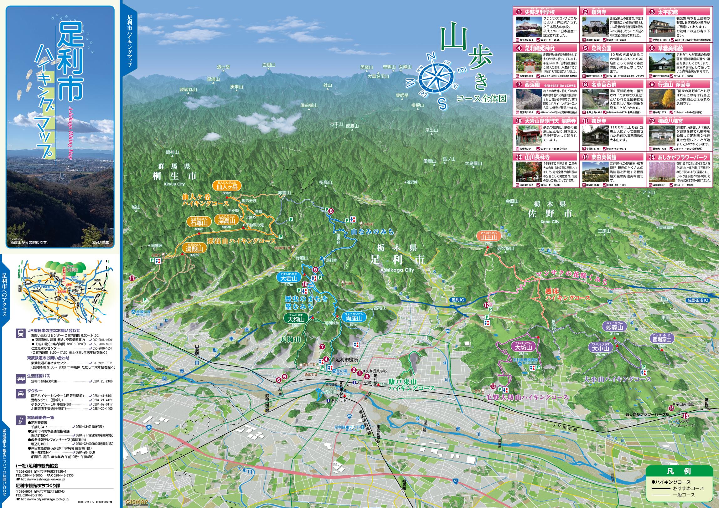足利市ハイキングマップ表面