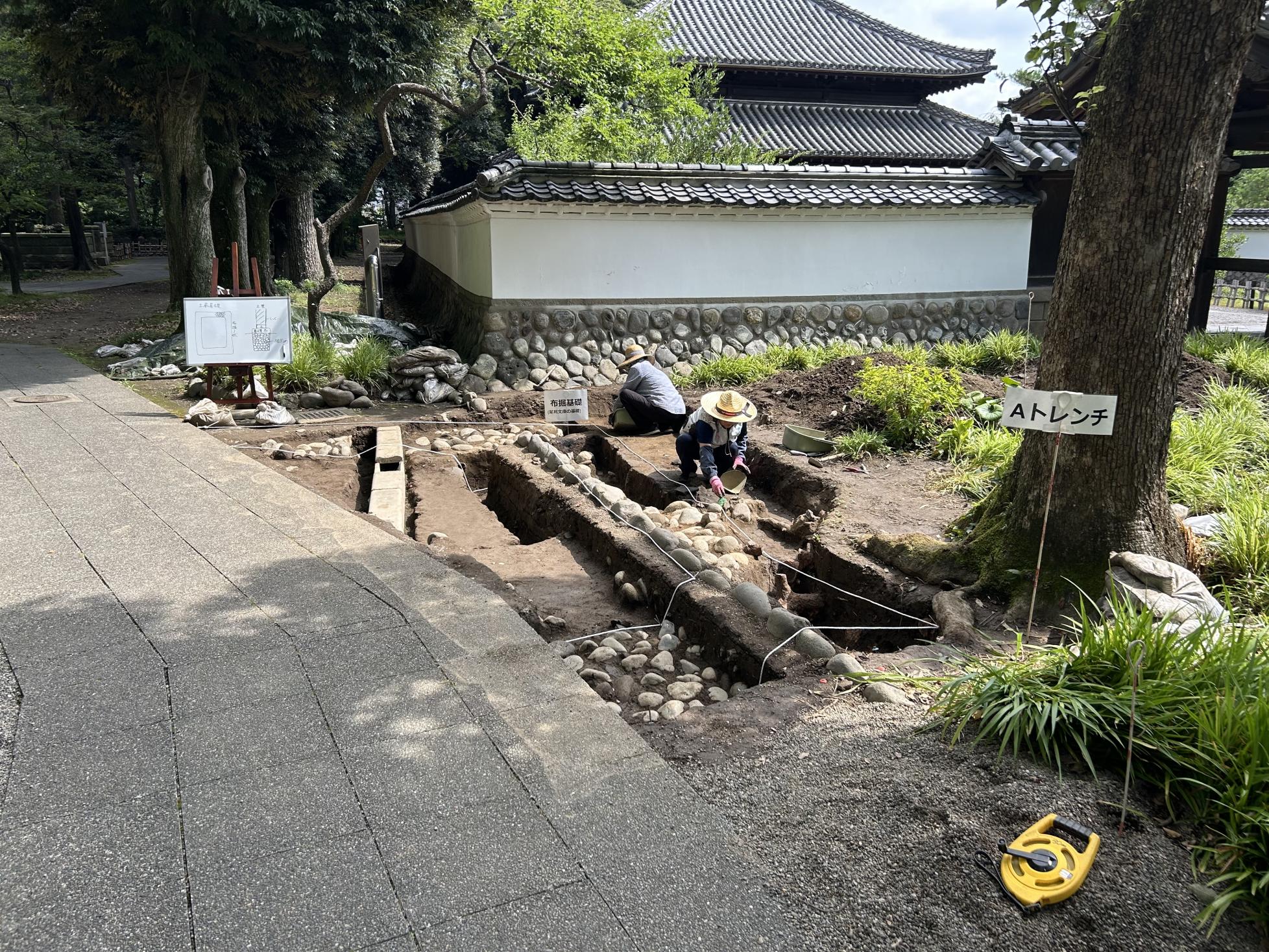 足利文庫の布掘基礎検出状況